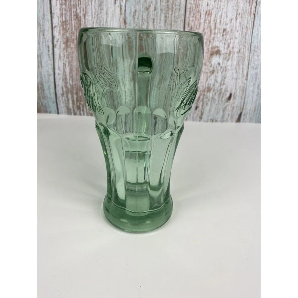 Coca-Cola Coke Glass w/ Handle Green Mug Libby Heavy Glass Vintage